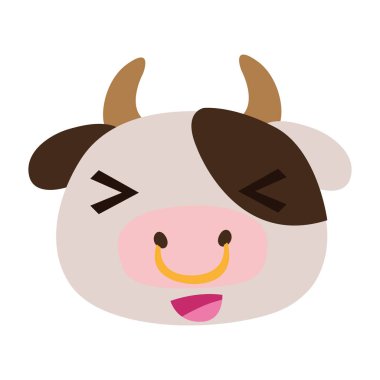 renkli neşeli inek baş vahşi hayvan vektör çizim