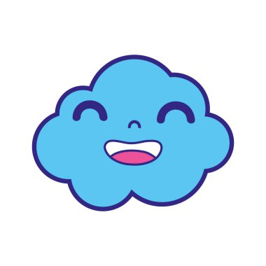 tam renkli mutlu ve sevimli bulut kawaii hava vektör çizim