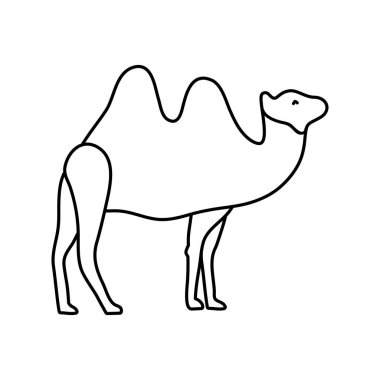 Deve hayvan hayvanat bahçesi ve çöl tema izole tasarım vektör çizim