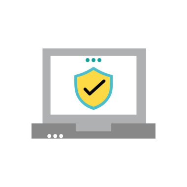 kalkan güvenlik koruma dizüstü bilgisayar teknoloji vektör çizim içinde