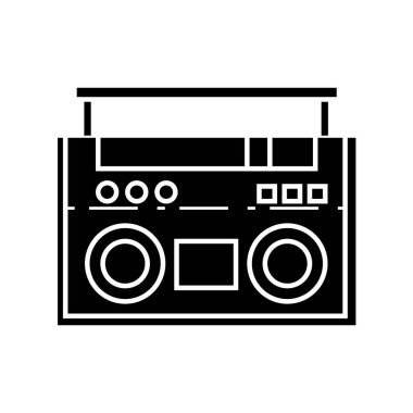 radyo teknoloji nesne müzik vektör çizim dinlemek için kontur