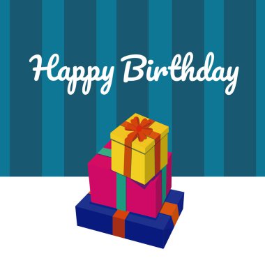 Mutlu Doğum günü kartı hediye kutusu renkli vektör çizim grafik tasarım ile