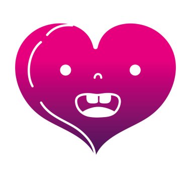 siluet gülümsemek kalp aşk kawaii karikatür vektör çizim