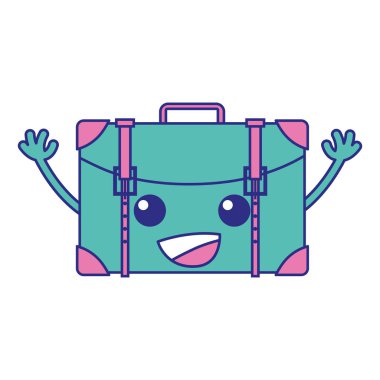 tam renkli mutlu seyahat sırt çantası kawaii silah vektör çizim ile