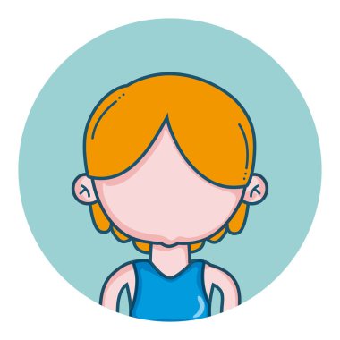 Genç çocuk avatar yuvarlak simge vektör çizim grafik tasarım