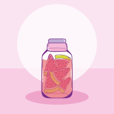 Karpuz dilimleri mason kavanoza vektör çizim grafik tasarım çizim