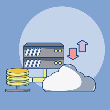 Bulut çizgi film ve öğeleri vektör çizim grafik tasarım bilgisayar