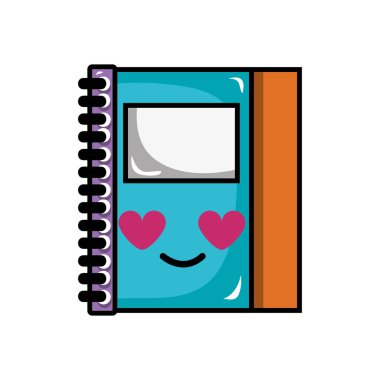 şirin ve aşk defter nesne kawaii vektör çizim