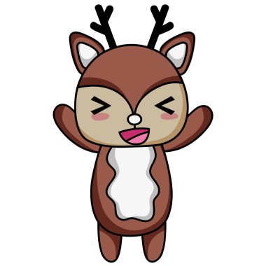 şirin ve neşeli geyik vahşi hayvan vektör çizim