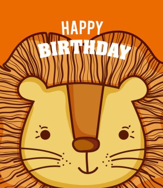 Mutlu yıllar sana aslan çizgi film vektör çizim grafik tasarım