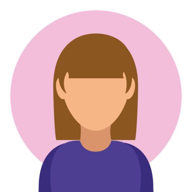 Kadın avatar profil sayfası yuvarlak simge vektör çizim grafik tasarım