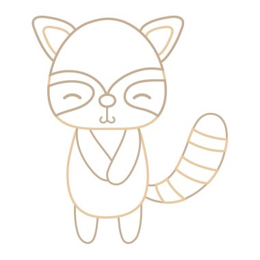 renkli sevimli ve utangaç rakun vahşi hayvan vektör çizim