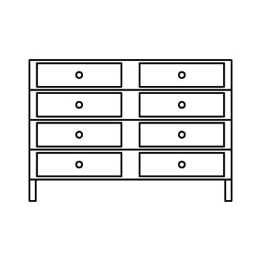 çizgi ahşap Resepsiyon nesnesi ile çekmeceler tasarlamak vektör