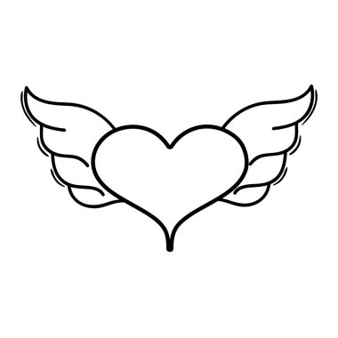 satır kalp kanatları sembol sevgi sanat vektör çizim ile