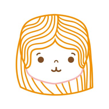 renkli kız kafasına saç modeli ve ihale yüz vektör çizim