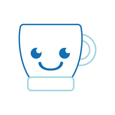 renkli gülümseme kahve Kupası kawaii karikatür vektör çizim