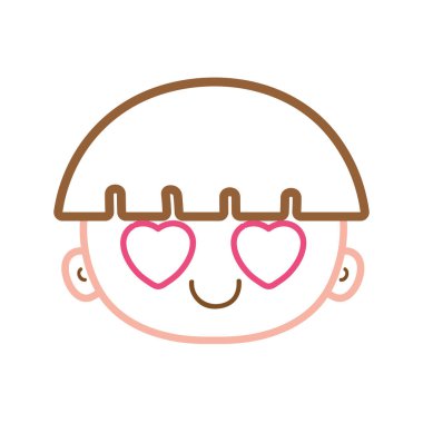 renkli yüz çocuk saç vektör çizim aşık