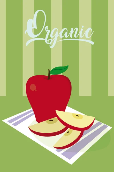 Organische Rote Äpfel Vektor Illustration Grafik Design — Stockvektor
