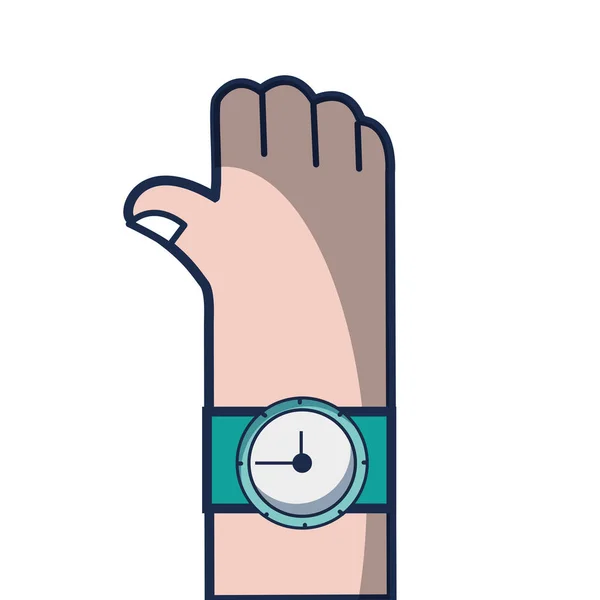 Mão Com Relógio Moda Tempo Design Vetor Ilustração — Vetor de Stock