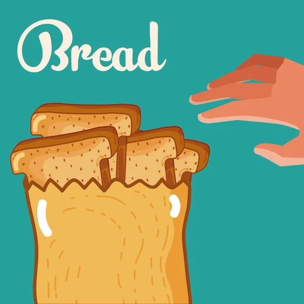 Hand Greifen Köstliche Brote Der Tasche Vektor Illustration Grafik Design — Stockvektor