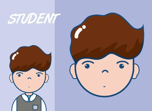 Niedlich School Boy Student Cartoon Vektor Illustration Grafik Design — Stockvektor