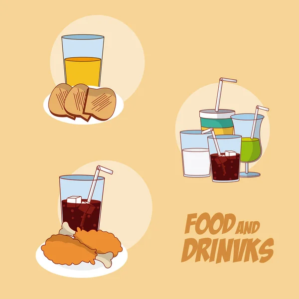 Set of Foods and drinks vector illustration graphic design