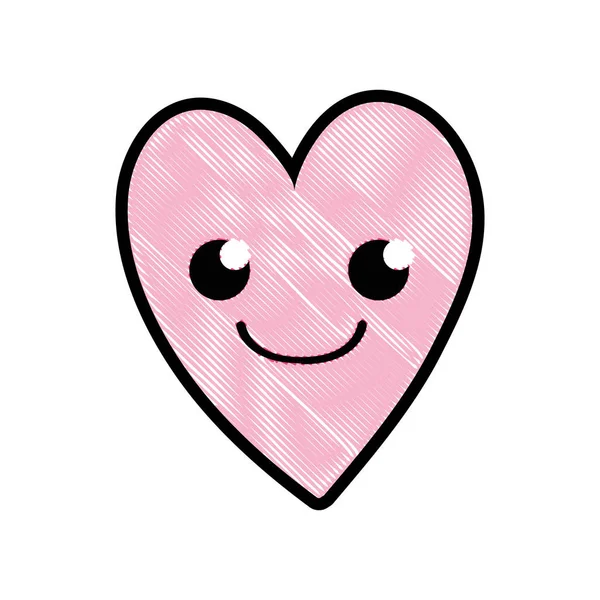 磨碎的漂亮的微笑心脏卡瓦伊卡通矢量插图 — 图库矢量图片