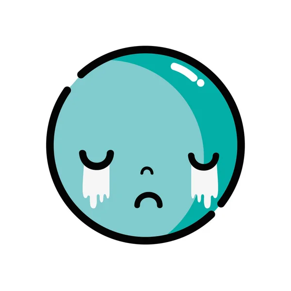 Kawaii Head Cute Crying Face Vector Illustration — Stock Vector