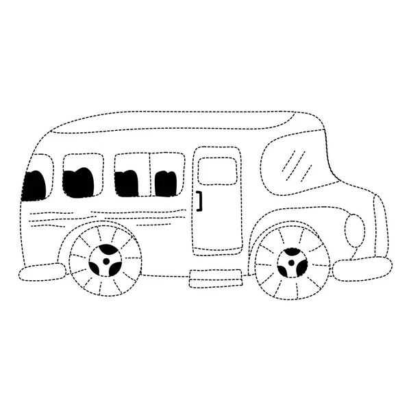 Forma Punteada Vehículo Escuela Autobús Educación Transporte Vector Ilustración — Archivo Imágenes Vectoriales