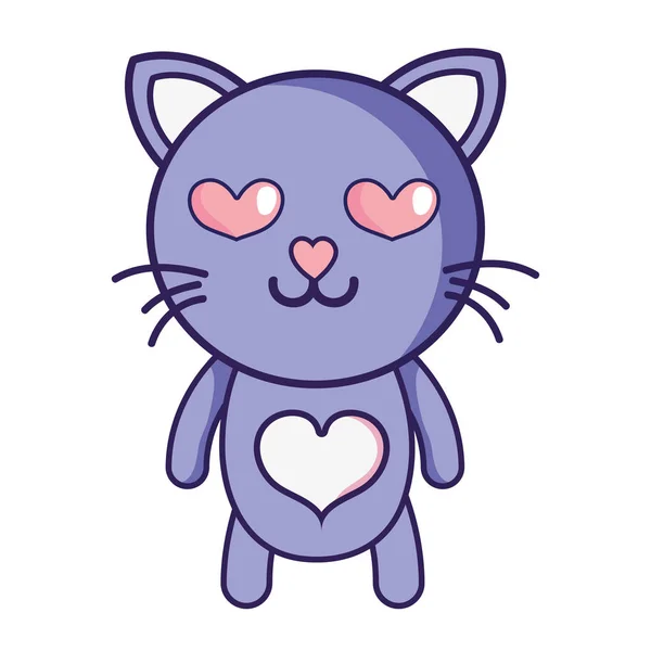 Zamilovaný Kočičí Roztomilé Kočičí Zvířecí Vektorové Ilustrace — Stockový vektor