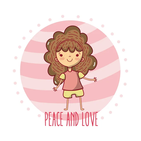 Paz Amor Niños Lindo Dibujos Animados Vector Ilustración Diseño Gráfico — Vector de stock