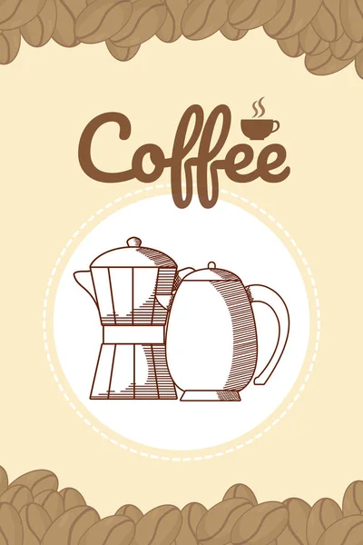 Dibujo Mano Tarjeta Café Vector Ilustración Diseño Gráfico — Vector de stock