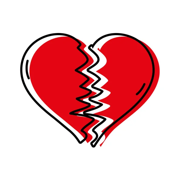Coração Amor Símbolo Design Quebrado Vetor Ilustração — Vetor de Stock