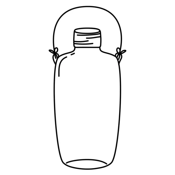 Baris Panjang Mason Jar Dengan Wire Handle Gaya Vektor Ilustrasi - Stok Vektor