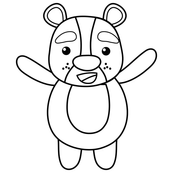 Linha Bonito Alegre Urso Selvagem Animal Vetor Ilustração —  Vetores de Stock