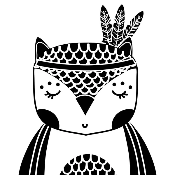 Silhouette Chouette Mignonne Animal Avec Plumes Décoration Vectoriel Illustration — Image vectorielle