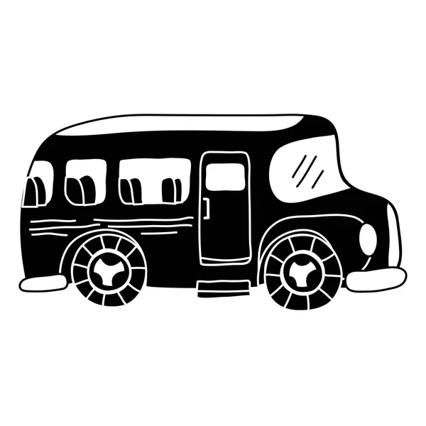 Silhouette Vehicle School Bus Education Transportation Vector Illustration — Stock Vector