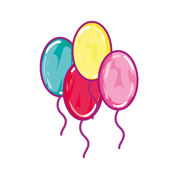 Balões Festa Celebração Decoração Design Vetor Ilustração —  Vetores de Stock