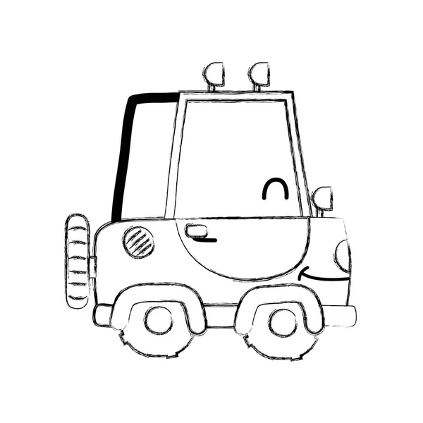 Гранж Kawaii Улыбка Трактор Транспортного Средства Векторной Иллюстрации — стоковый вектор