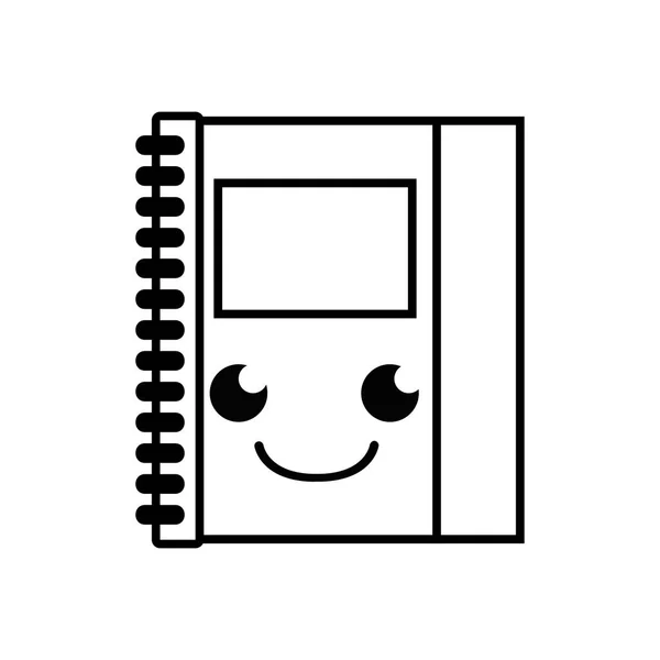 Line Smile Cute Notebook Object Kawaii Vector Illustration — Stock Vector