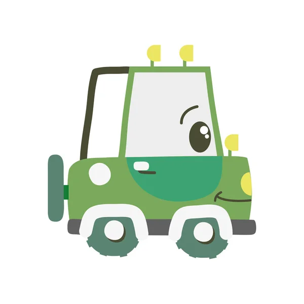 Colorido Kawaii Feliz Veículo Trator Transporte Vetor Ilustração — Vetor de Stock