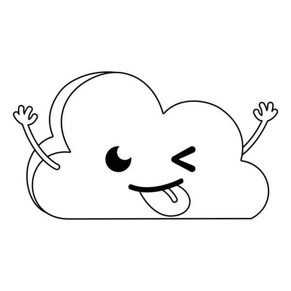 Línea Divertida Nube Natural Tiempo Kawaii Vector Ilustración — Archivo Imágenes Vectoriales