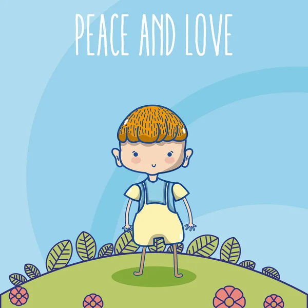 Pokoju Miłości Dzieci Słodkie Bajki Wektor Projekt Graficzny Ilustracja — Wektor stockowy