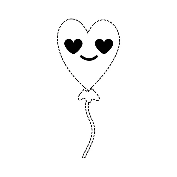 Forma Pontilhada Coração Balão Amor Kawaii Desenho Animado Vetor Ilustração — Vetor de Stock