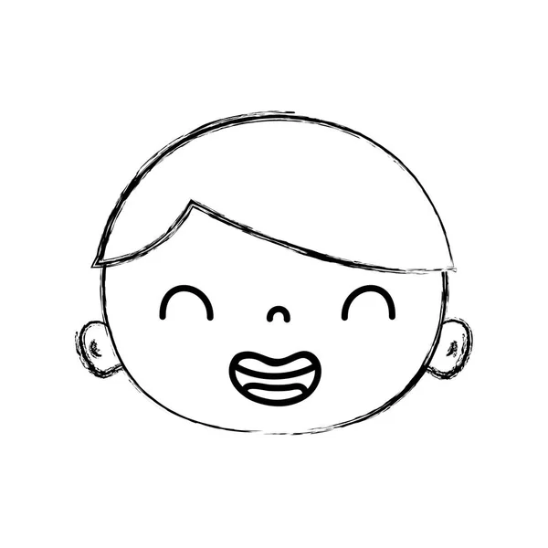 Figure Sourire Avatar Garçon Visage Avec Illustration Vectorielle Cheveux — Image vectorielle