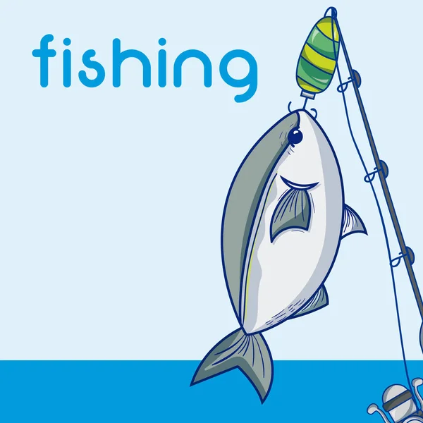 Fisch Haken Cartoon Vektor Illustration Grafik Design — Stockvektor
