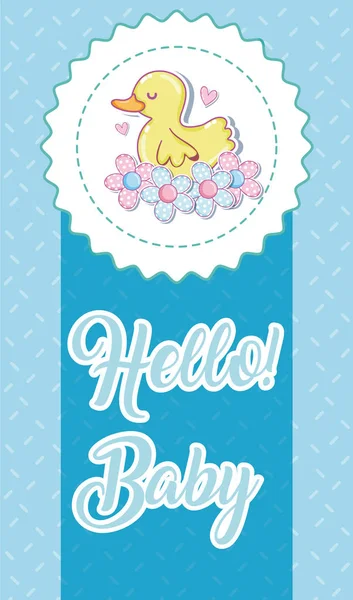 こんにちはカラフルな色ベクトル イラスト グラフィック デザインの赤ちゃんカード — ストックベクタ
