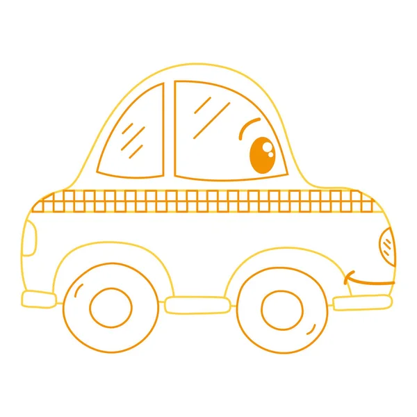 Farbe Linie Kawaii Glücklich Taxi Auto Transport Vektor Illustration — Stockvektor