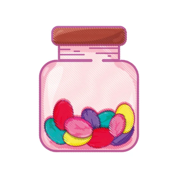 Süßigkeiten Mandeln Dessert Kristallglas Vektor Illustration — Stockvektor