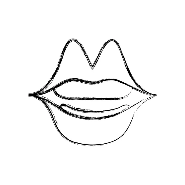 Figure Mouth Lipstick Lips Fashion Makeup Vector Illustration — Stock Vector